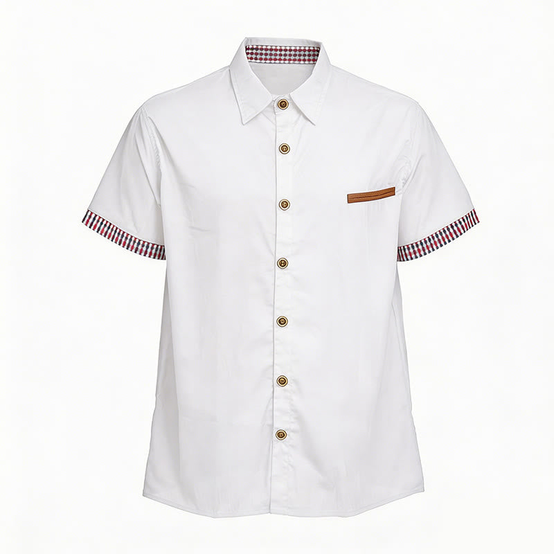 Chemise à manches courtes à carreaux pour homme, style décontracté, avec poche poitrine. - Blanc - 3XL - image 6