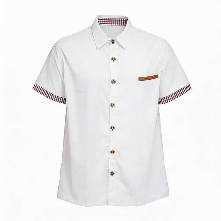 Chemise à manches courtes à carreaux pour homme, style décontracté, avec poche poitrine. - Blanc - 3XL - image 6