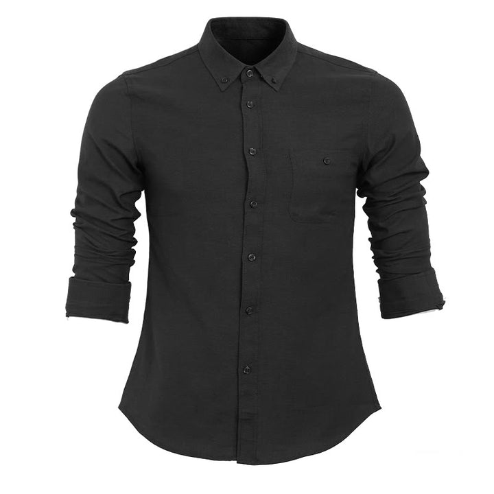 Chemise à manches longues ample décontractée pour homme, unie, boutonnée - image 4