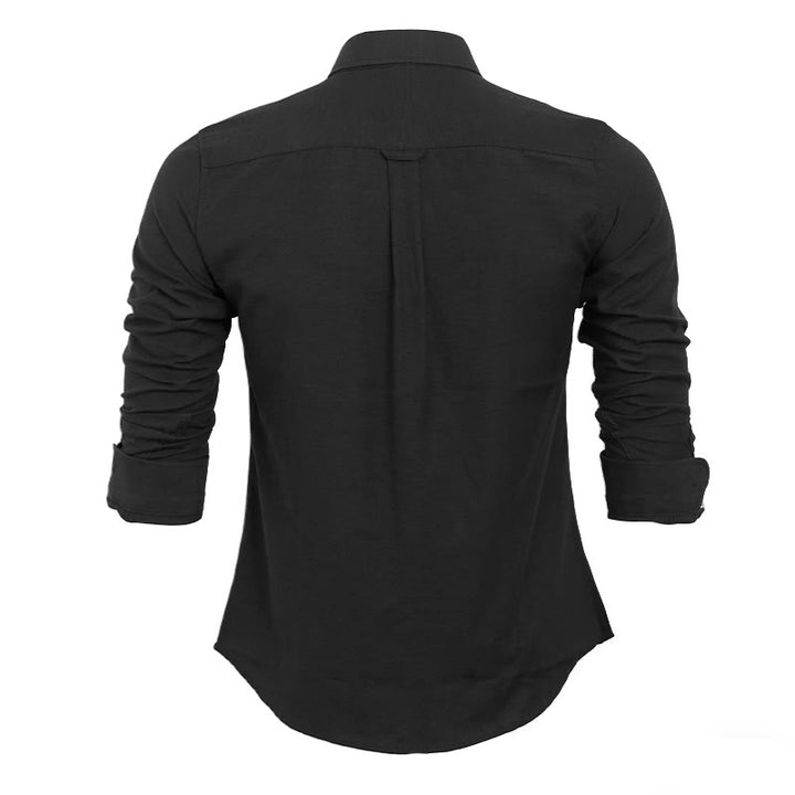 Chemise à manches longues ample décontractée pour homme, unie, boutonnée - image 5