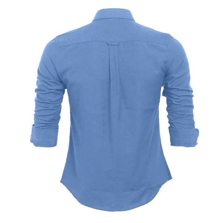 Chemise à manches longues ample décontractée pour homme, unie, boutonnée - image 17