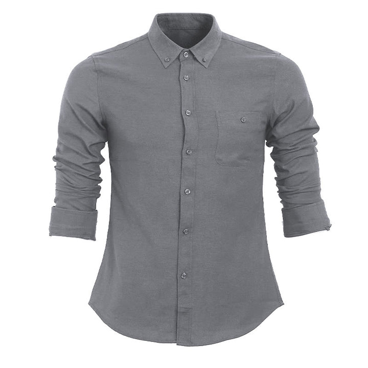 Chemise à manches longues ample décontractée pour homme, unie, boutonnée - Gris - 5XL - image 12