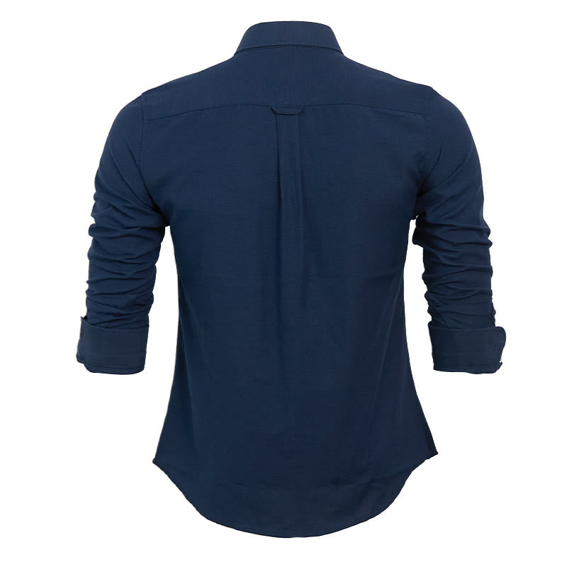 Chemise à manches longues ample décontractée pour homme, unie, boutonnée - image 7
