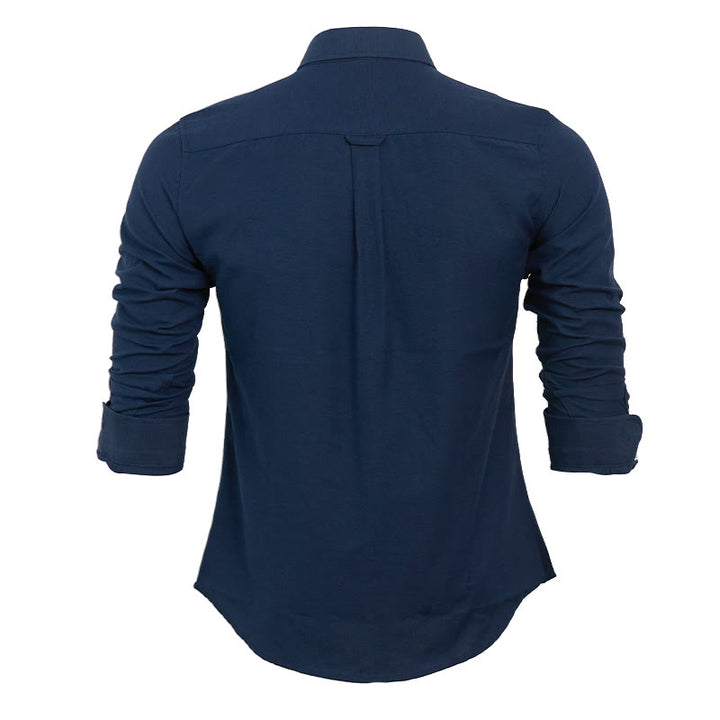 Chemise à manches longues ample décontractée pour homme, unie, boutonnée - image 7
