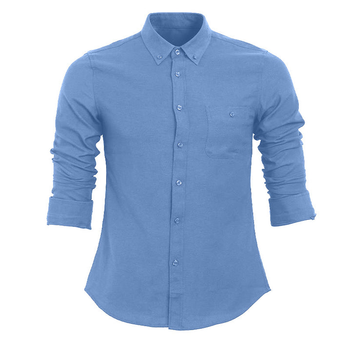 Chemise à manches longues ample décontractée pour homme, unie, boutonnée - Bleu ciel - 5XL - image 16