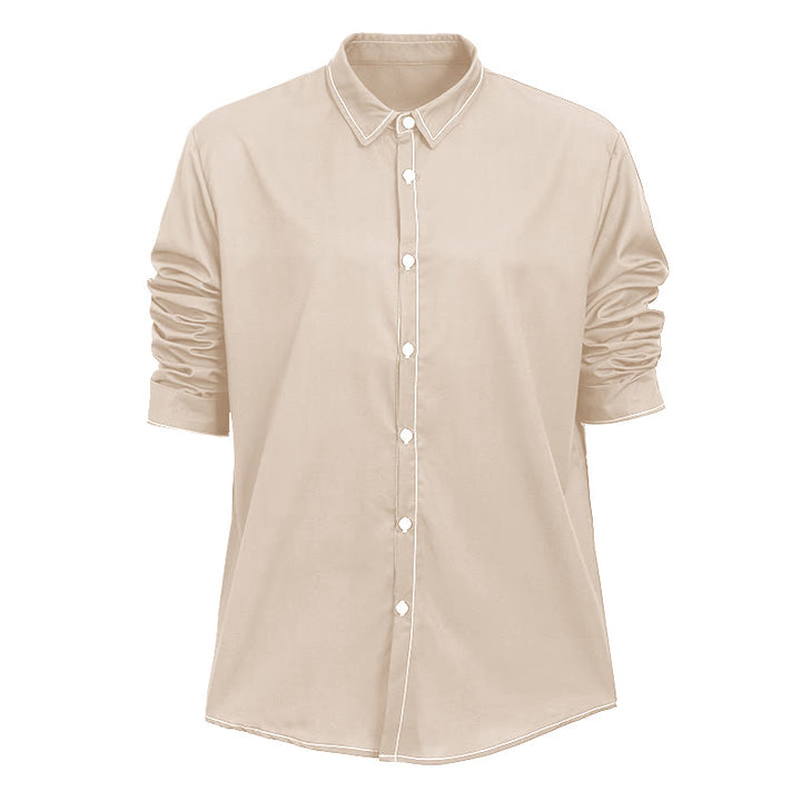 Chemise sophistiquée à manches longues de style rétro pour homme - Abricot - 6XL - image 19