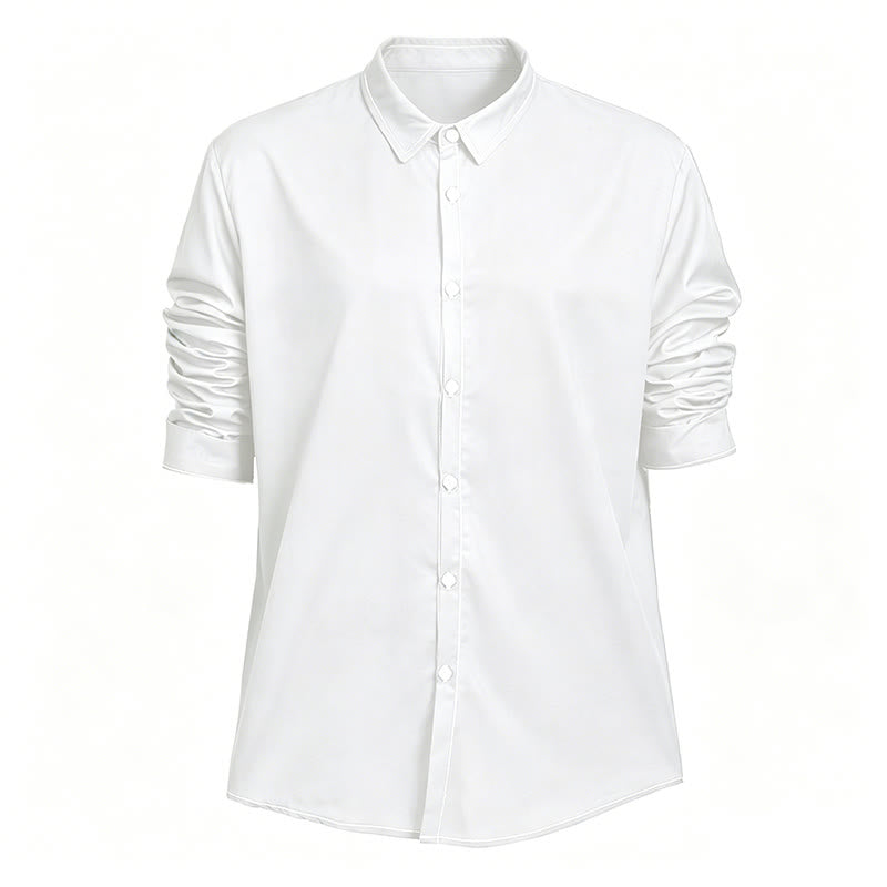 Chemise sophistiquée à manches longues de style rétro pour homme - Blanc - 6XL - image 23