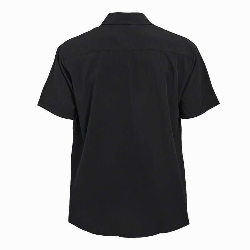 Chemise homme unie à manches courtes, boutonnée et avec poche poitrine - image 5