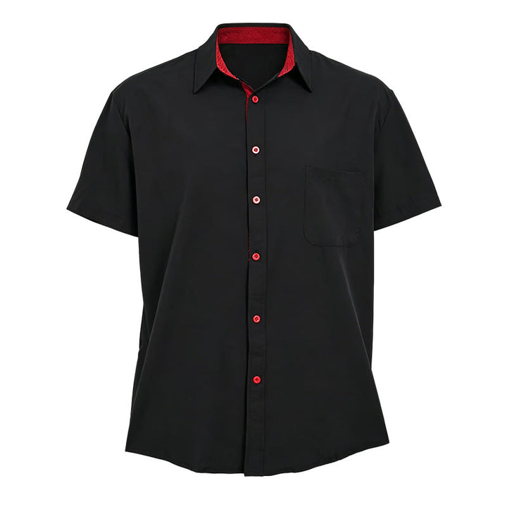 Chemise homme unie à manches courtes, boutonnée et avec poche poitrine - image 4