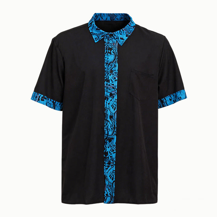 Chemise à manches courtes pour homme avec col et poignets contrastés et boutons - image 9