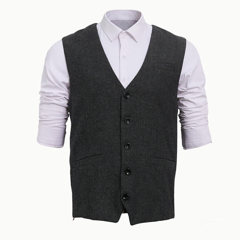 Gilet de ville décontracté pour homme, coupe ample, col en V - Gris foncé - 2XL - image 6