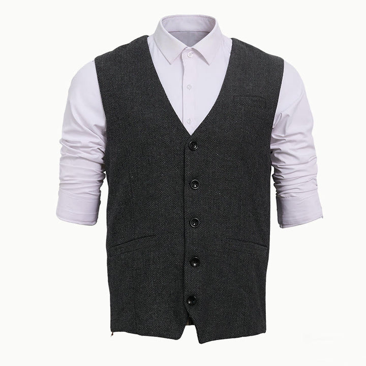 Gilet de ville décontracté pour homme, coupe ample, col en V - Gris foncé - 2XL - image 6