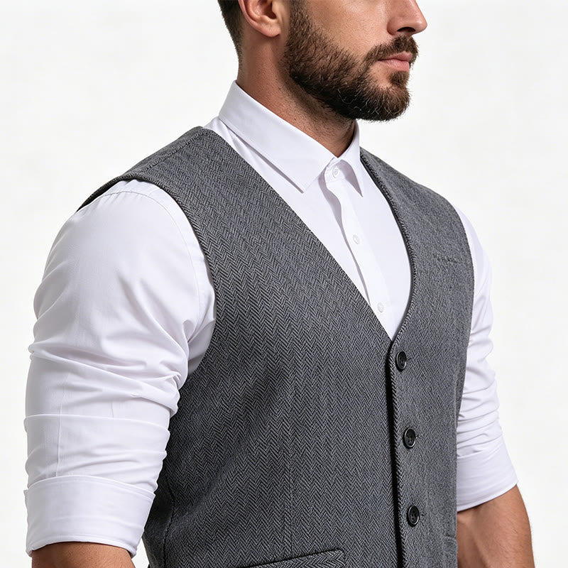 Gilet de ville décontracté pour homme, coupe ample, col en V - image 2