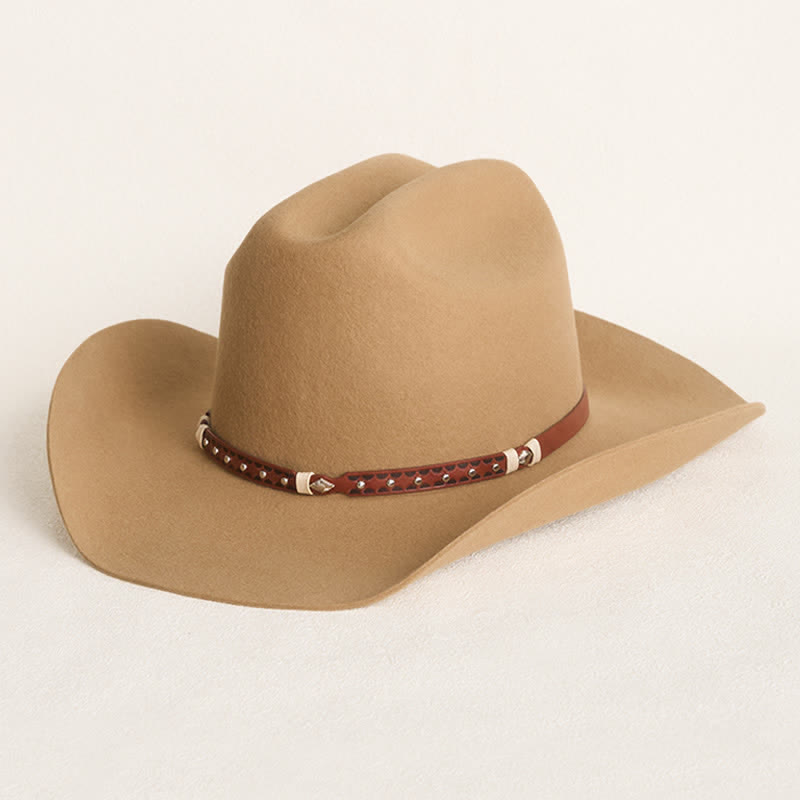 Chapeau de cowboy classique en chameau avec rivets élégants - Chameau - L (23 1/4"-23 5/8") - image 0