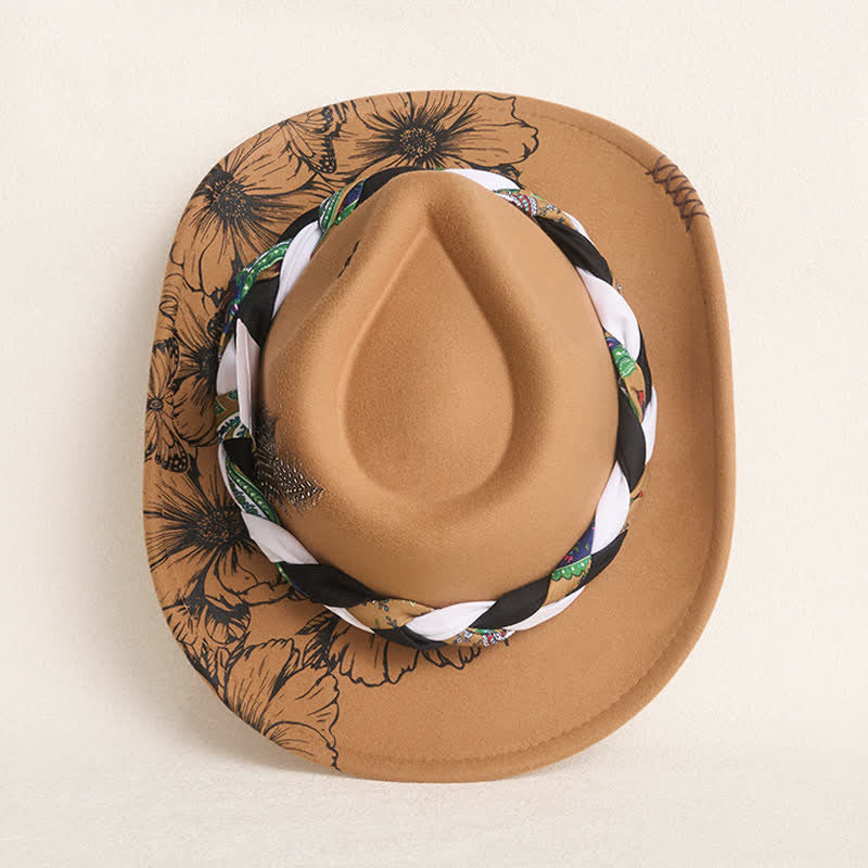 Chapeau de cowboy à sangle ethnique avec plumes de tournesol occidentales - image 7
