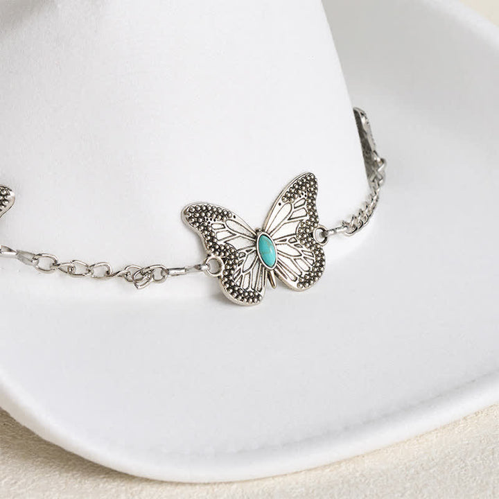 Chapeau de cowboy pour homme avec garniture de chaîne papillon - image 2
