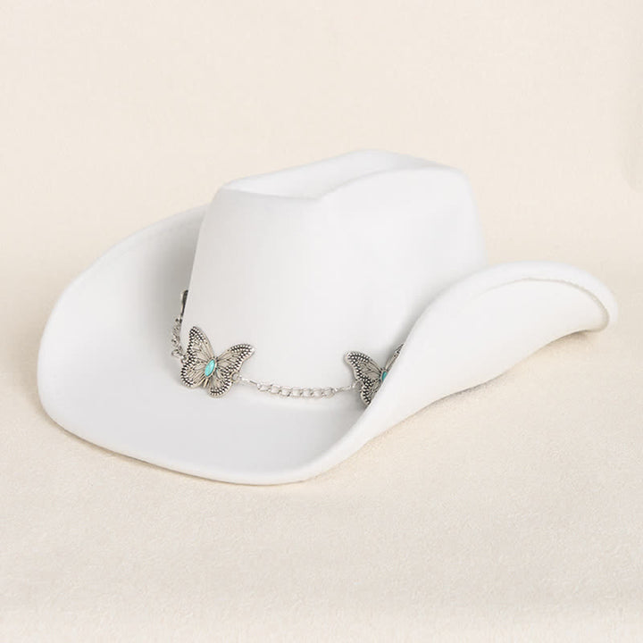 Chapeau de cowboy pour homme avec garniture de chaîne papillon - Blanc - M (22"-22 7/8") - image 0