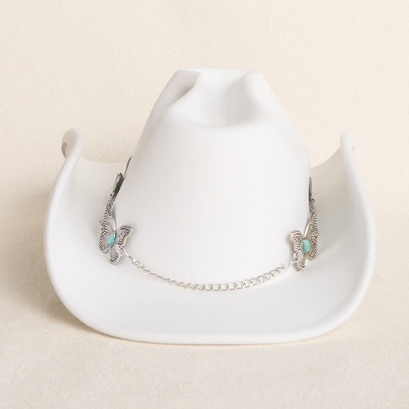 Chapeau de cowboy pour homme avec garniture de chaîne papillon - image 4