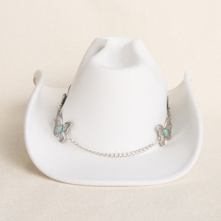 Chapeau de cowboy pour homme avec garniture de chaîne papillon - image 4