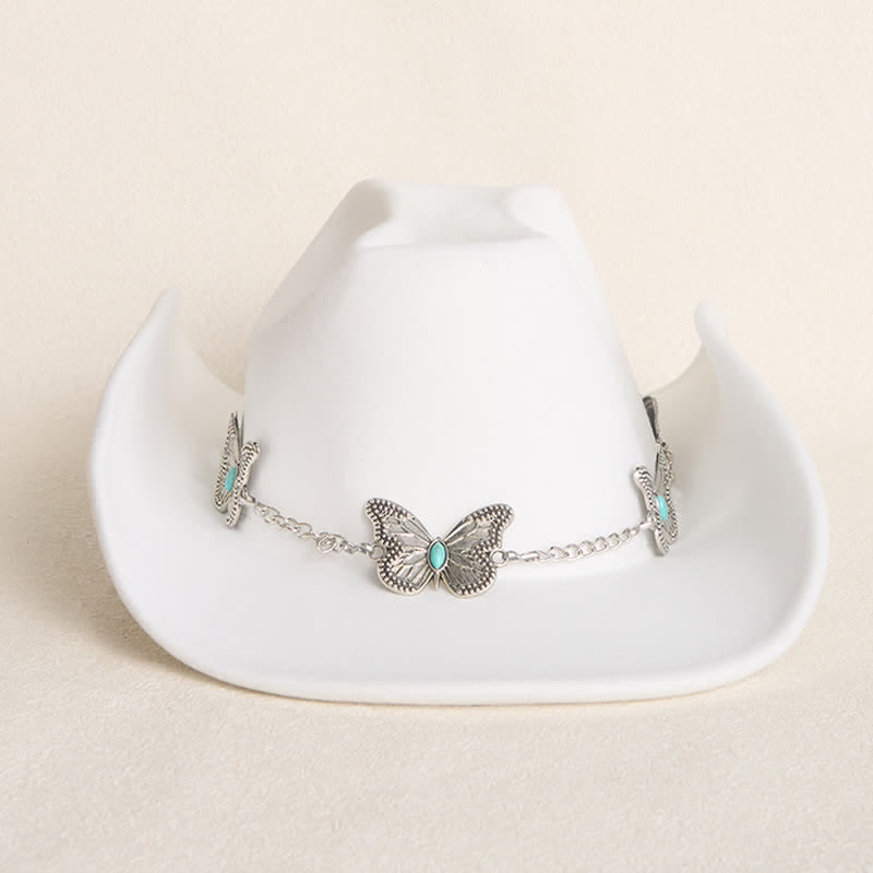 Chapeau de cowboy pour homme avec garniture de chaîne papillon - image 1