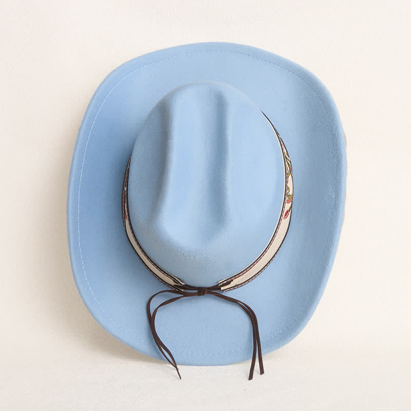Chapeau de cowboy pour homme avec bord brodé de fleurs et ceinture rubis - image 7