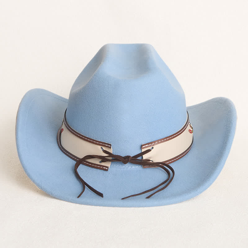 Chapeau de cowboy pour homme avec bord brodé de fleurs et ceinture rubis - image 6