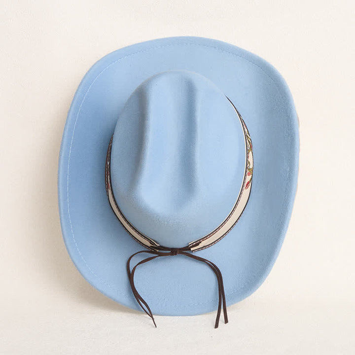 Chapeau de cowboy pour homme avec bord brodé de fleurs et ceinture rubis - image 7