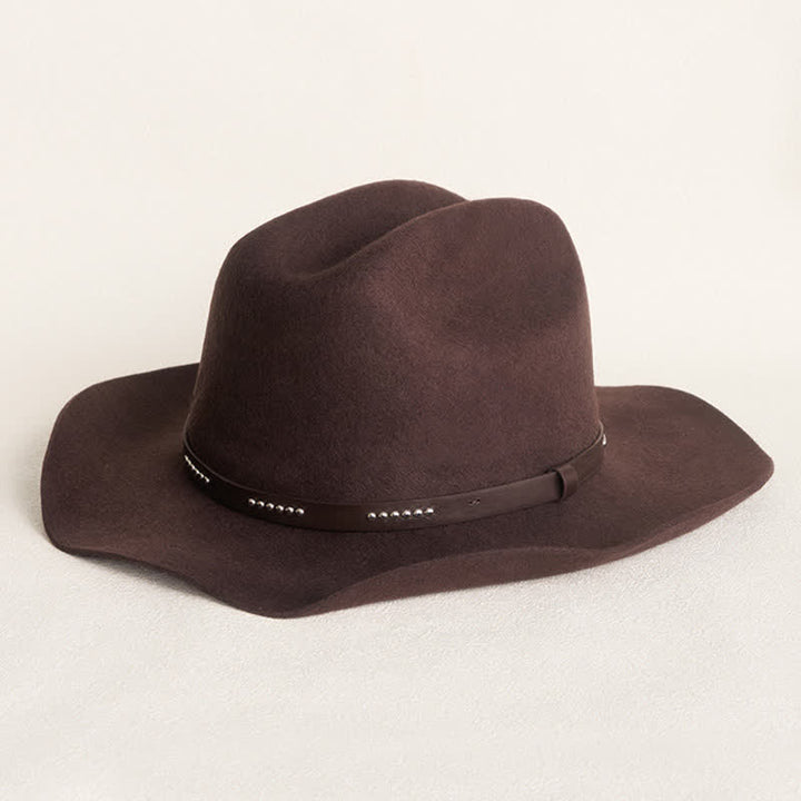 Chapeau de cowboy à large bord simple de couleur café unie - Café - L (23 1/4"-23 5/8") - image 0