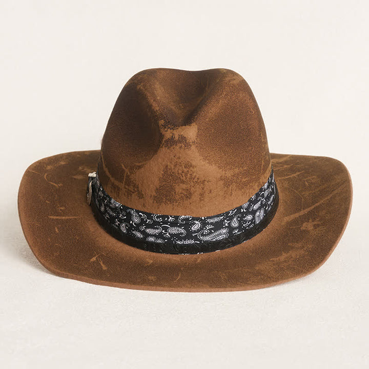 Chapeau de cowboy en laine et plumes avec lanières en cuir et cachemire - image 5
