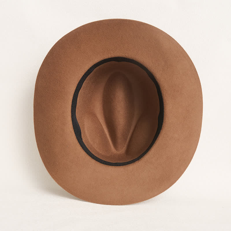 Chapeau de cowboy en laine et plumes avec lanières en cuir et cachemire - image 7