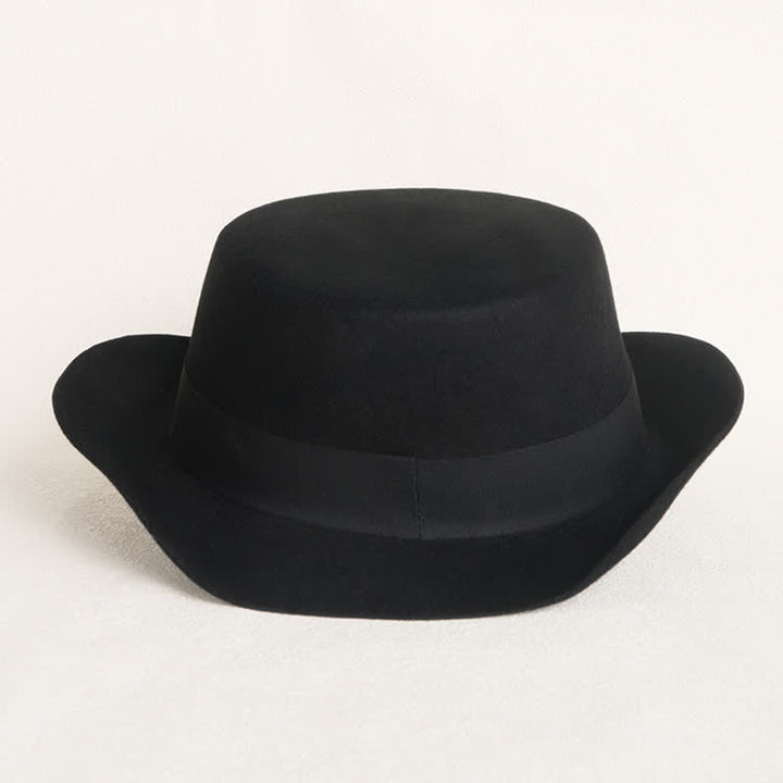 Chapeau de cowboy en laine à dessus plat avec décor de cavalerie dorée - image 4