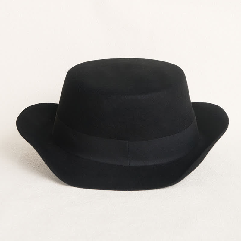 Chapeau de cowboy en laine à dessus plat avec décor de cavalerie dorée - image 4