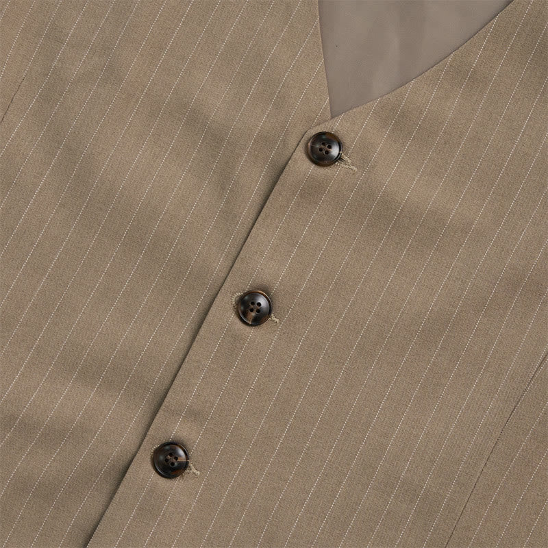 Gilet de costume homme à rayures fines et poches multiples - image 8
