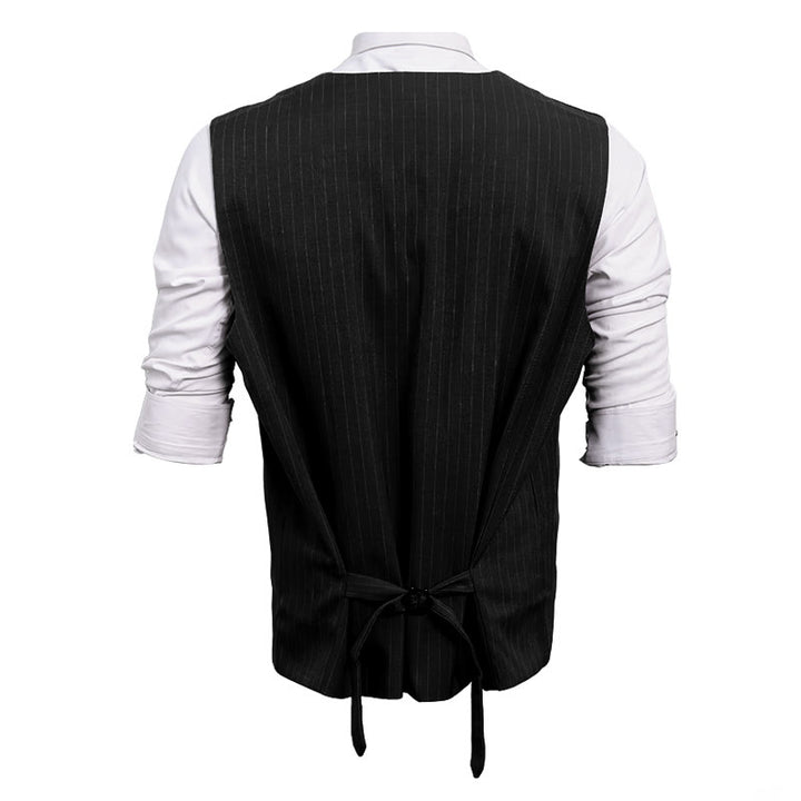 Gilet de costume homme à rayures fines et poches multiples - image 7