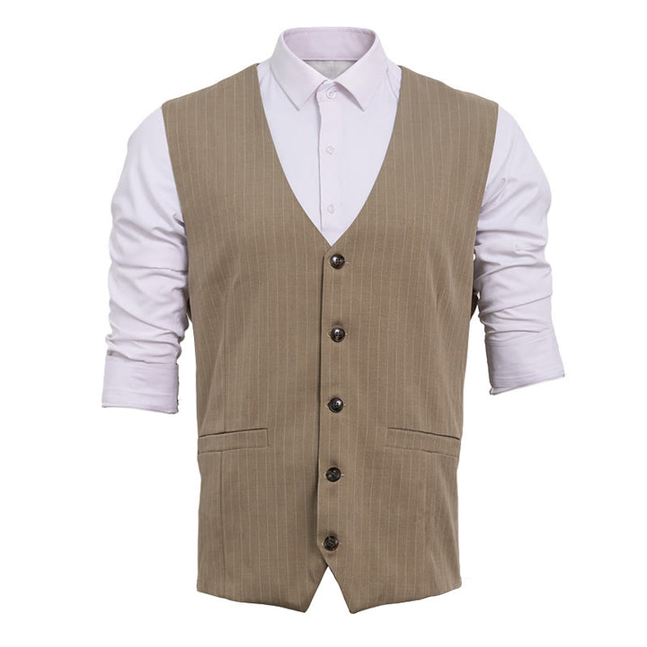 Gilet de costume homme à rayures fines et poches multiples - image 12