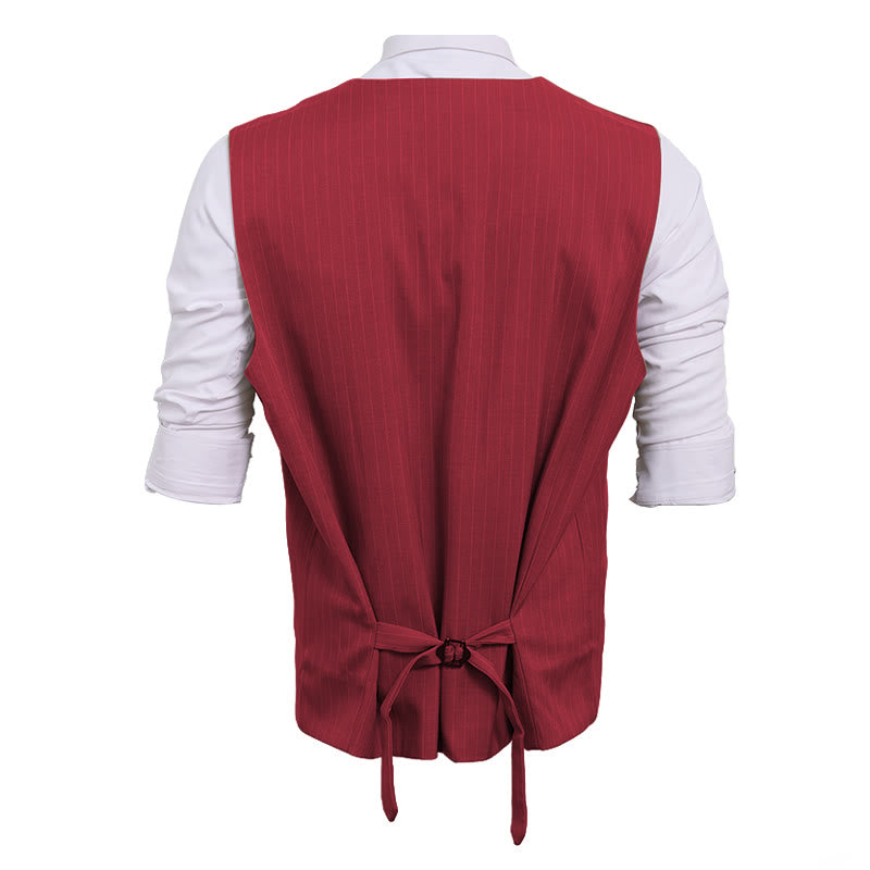 Gilet de costume homme à rayures fines et poches multiples - image 5