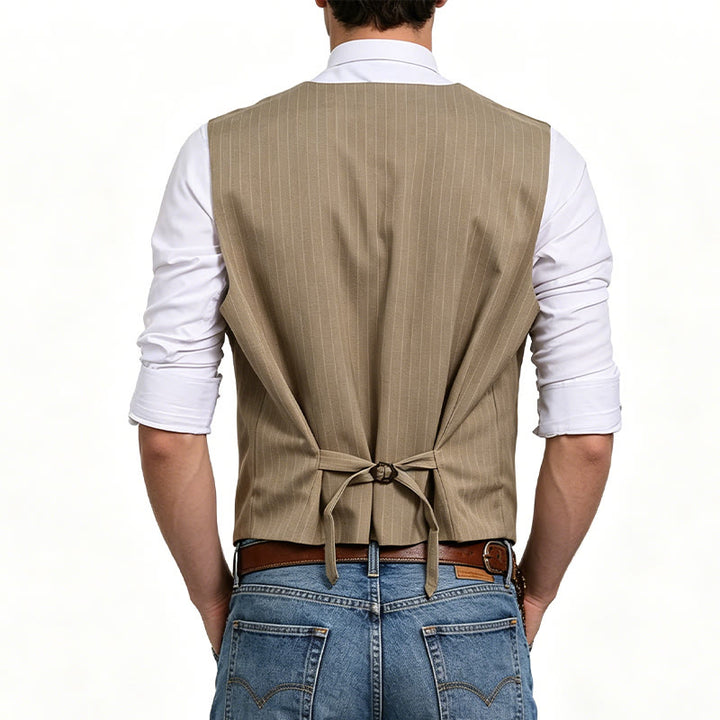 Gilet de costume homme à rayures fines et poches multiples - image 3