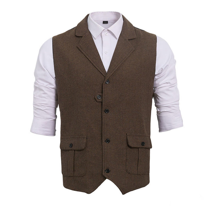 Gilet habillé pour homme avec col à revers et poches à rabat - image 16