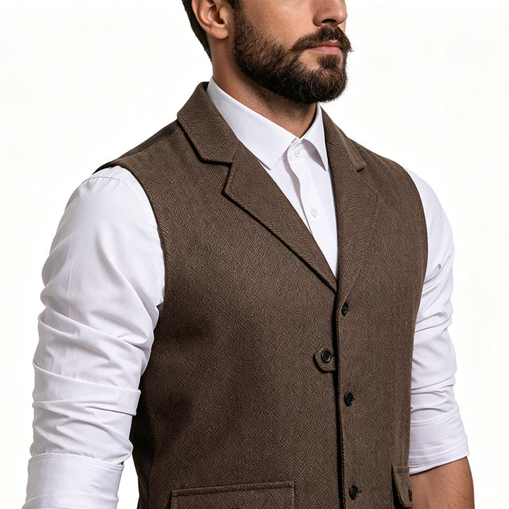Gilet habillé pour homme avec col à revers et poches à rabat - image 2