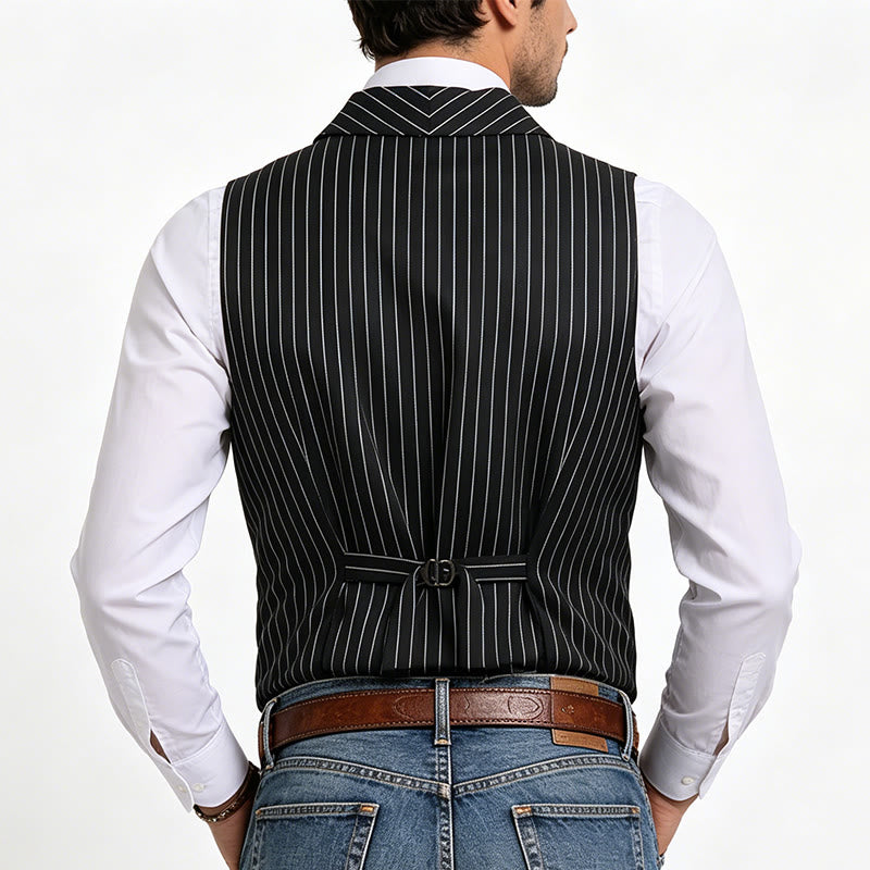 Gilet habillé rayé coupe ajustée pour homme - image 3