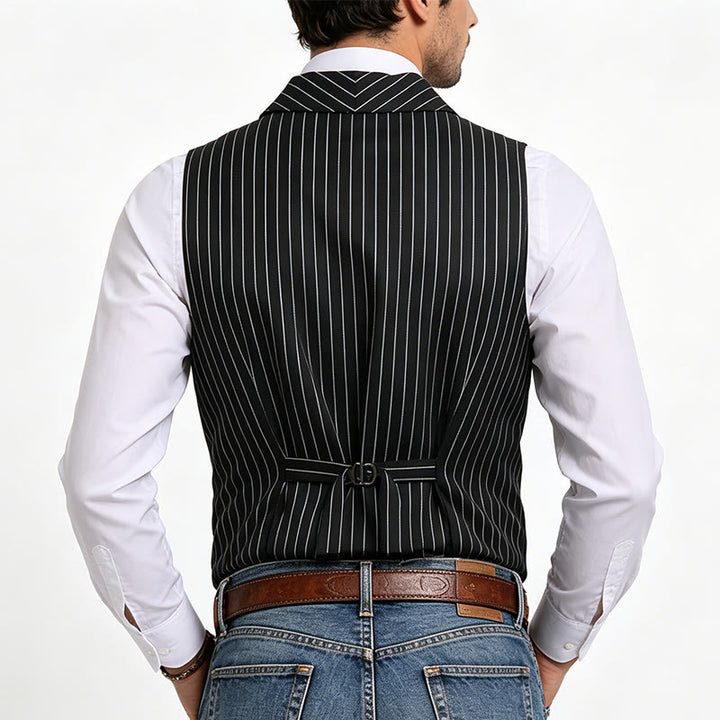 Gilet habillé rayé coupe ajustée pour homme - image 3