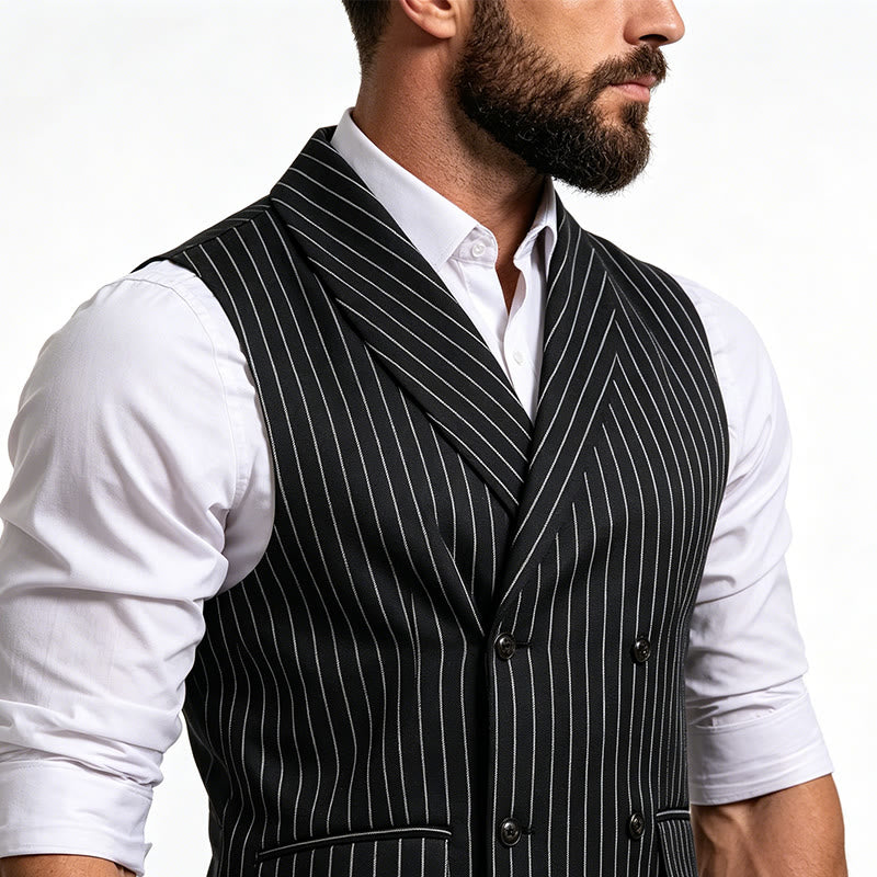 Gilet habillé rayé coupe ajustée pour homme - image 2