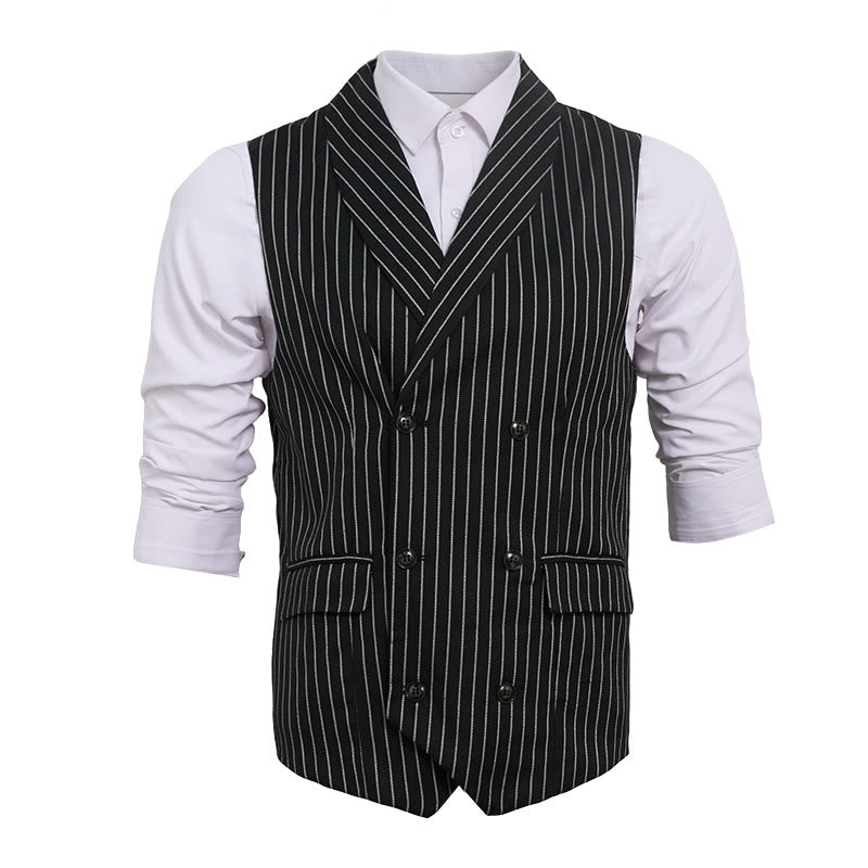 Gilet habillé rayé coupe ajustée pour homme - image 14