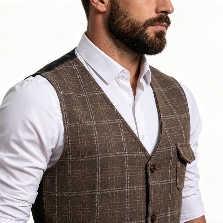 Gilet à carreaux vintage pour homme - image 2