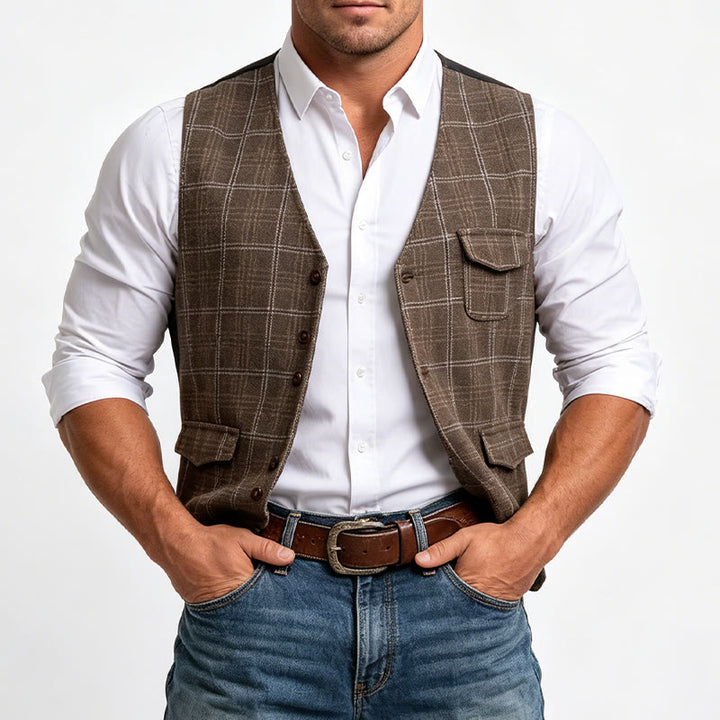 Gilet à carreaux vintage pour homme - image 1