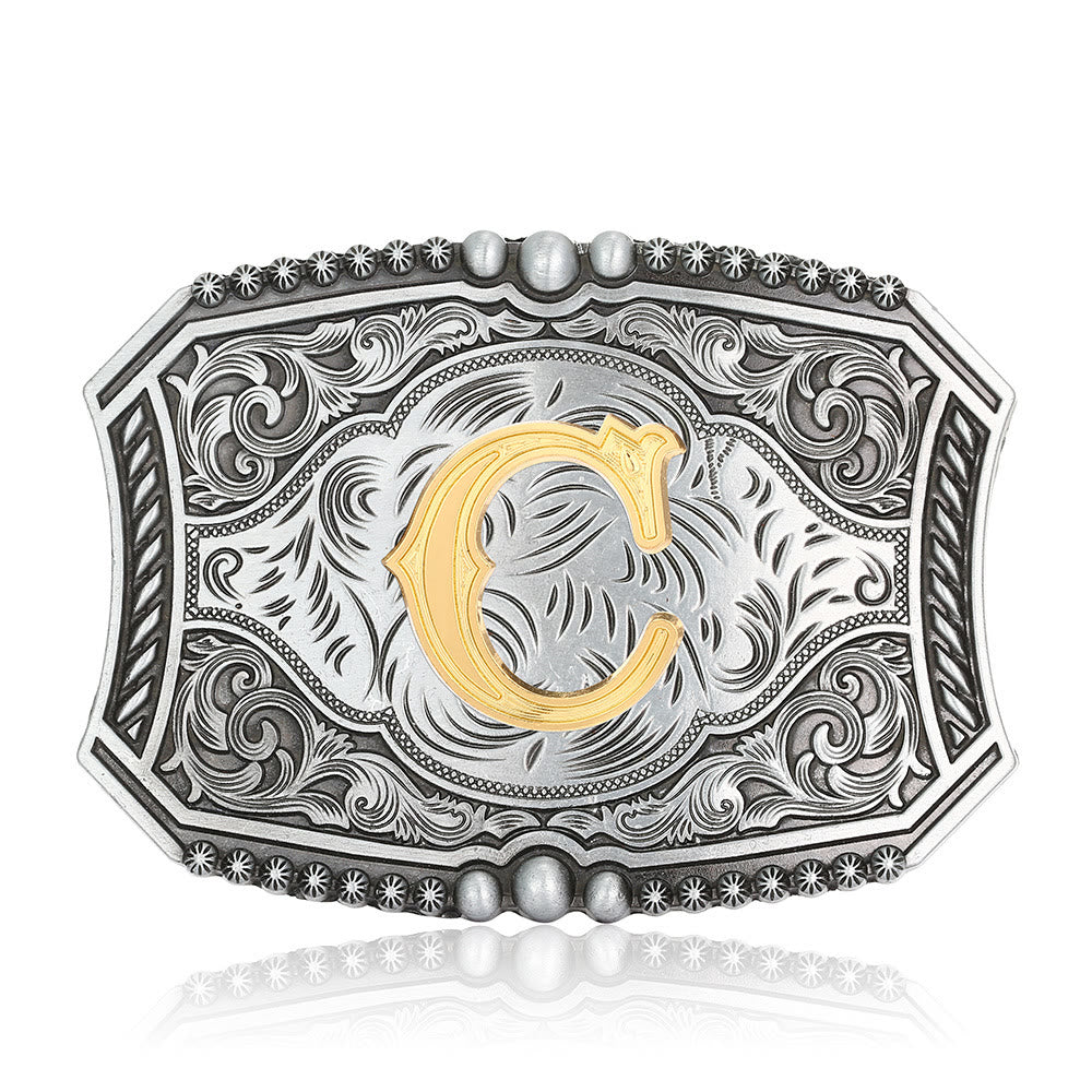 Ceinture en cuir carrée vintage avec initiale et boucle à faire soi-même - C - Sans ceinture - image 6