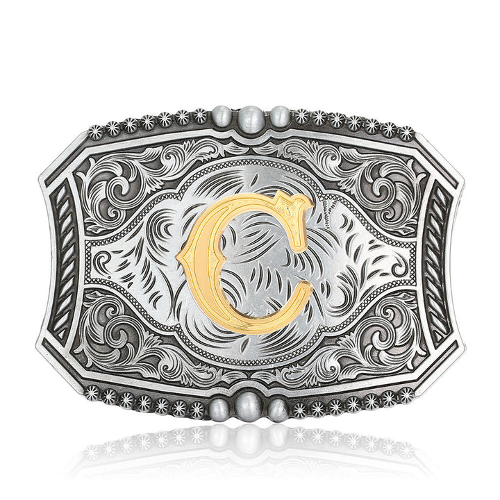 Ceinture en cuir carrée vintage avec initiale et boucle à faire soi-même - C - Sans ceinture - image 6