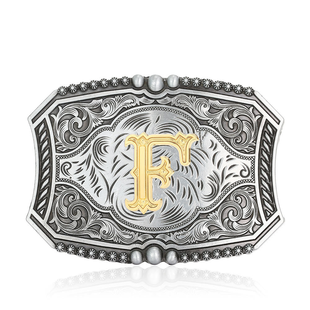 Ceinture en cuir carrée vintage avec initiale et boucle à faire soi-même - F - Sans ceinture - image 9