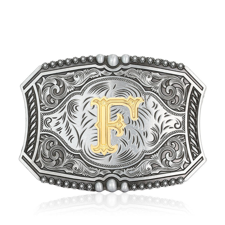 Ceinture en cuir carrée vintage avec initiale et boucle à faire soi-même - F - Sans ceinture - image 9