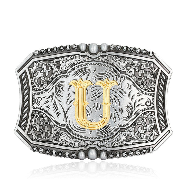 Ceinture en cuir carrée vintage avec initiale et boucle à faire soi-même - U - Sans ceinture - image 24